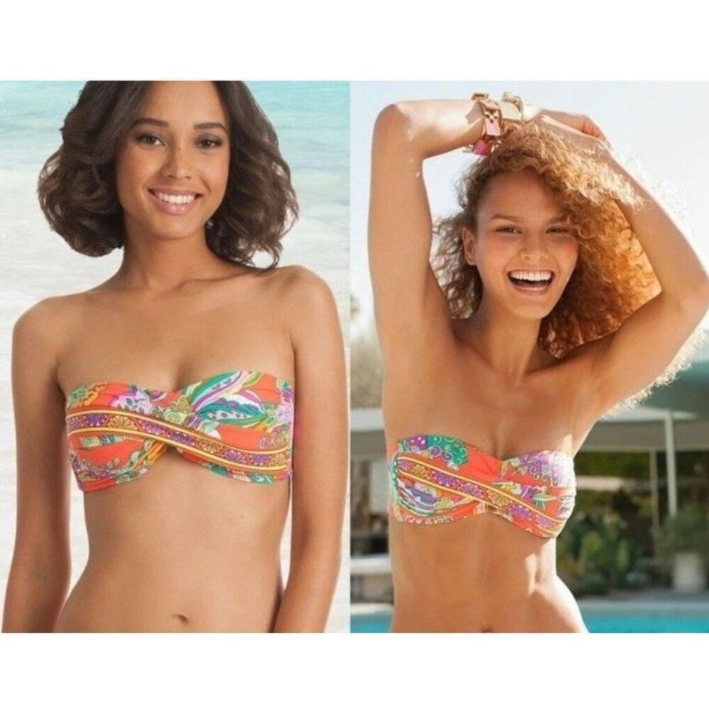 Trina Turk  Size 8 Sea Garden Bandeau Top Swimsuit/no Strap